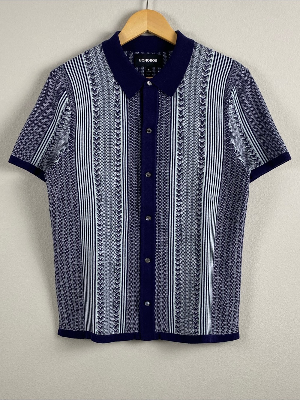 Bonobos Hudson Striped Cabana Sweater Polo | Short Sleeves | Navy